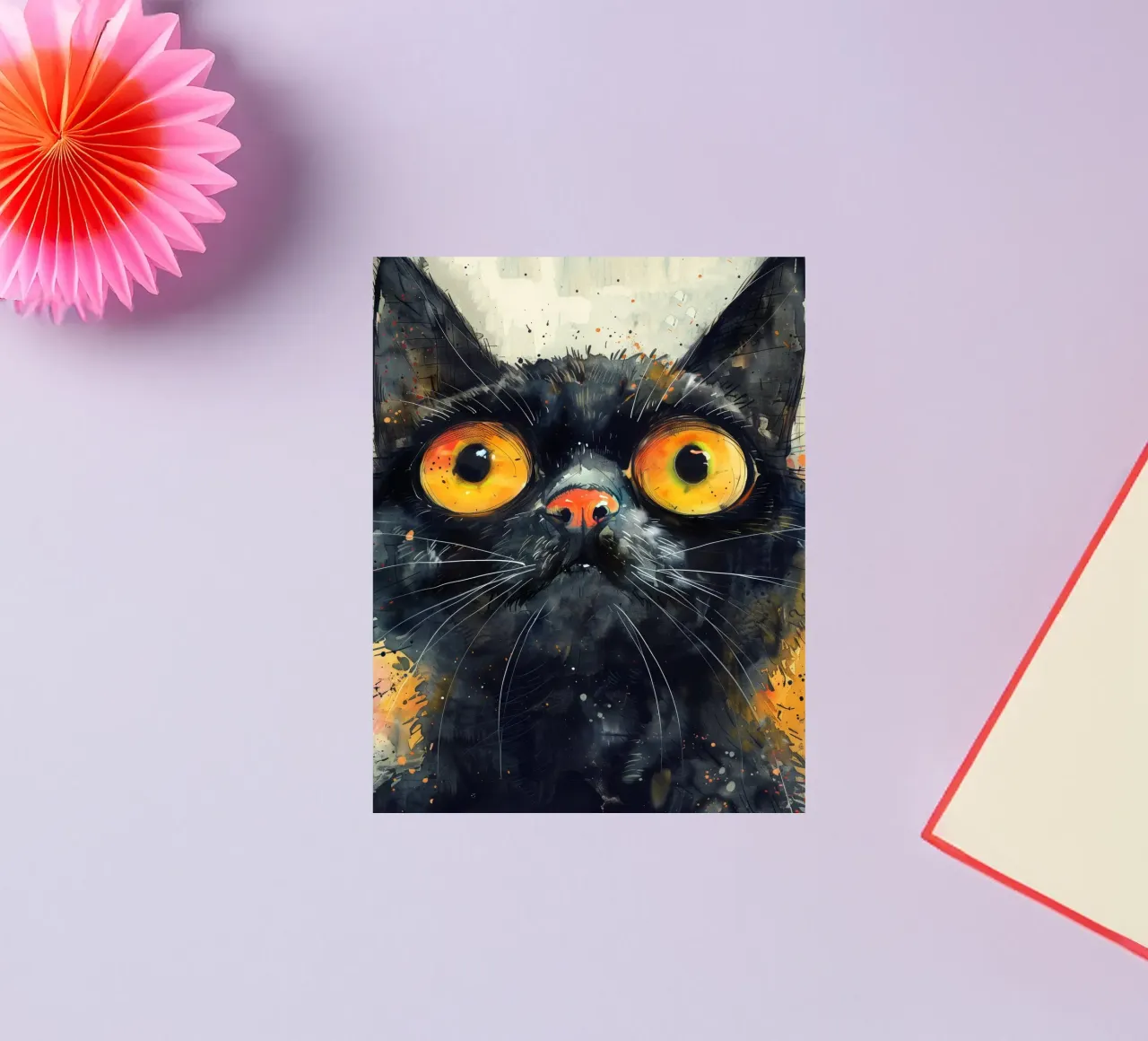 Chat noir autocollant de Justyna Jaszke JBJart