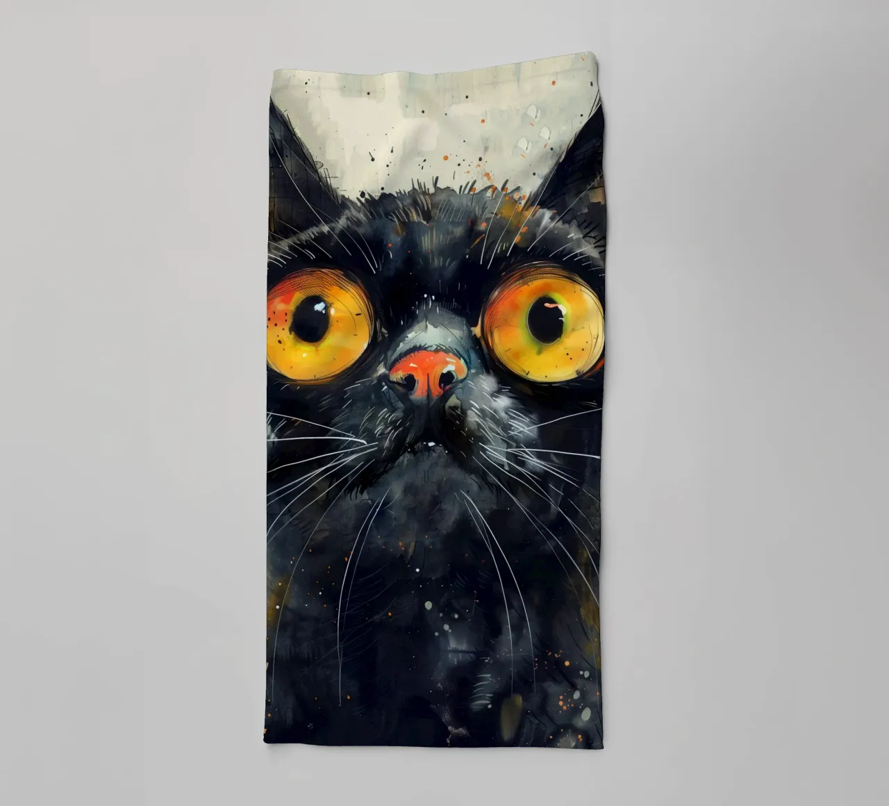 Black cat towel by Justyna Jaszke JBJart