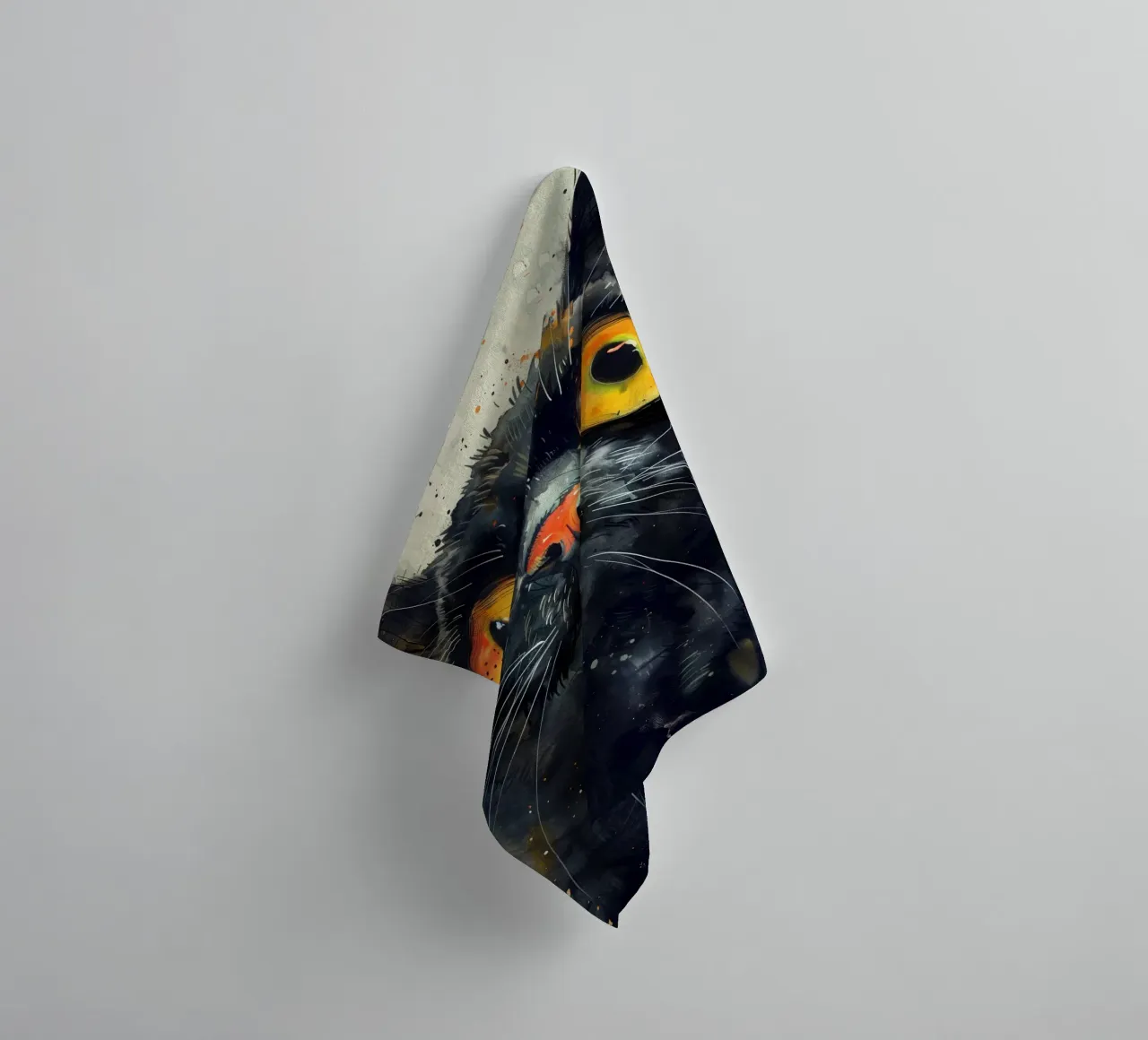 Black cat towel by Justyna Jaszke JBJart