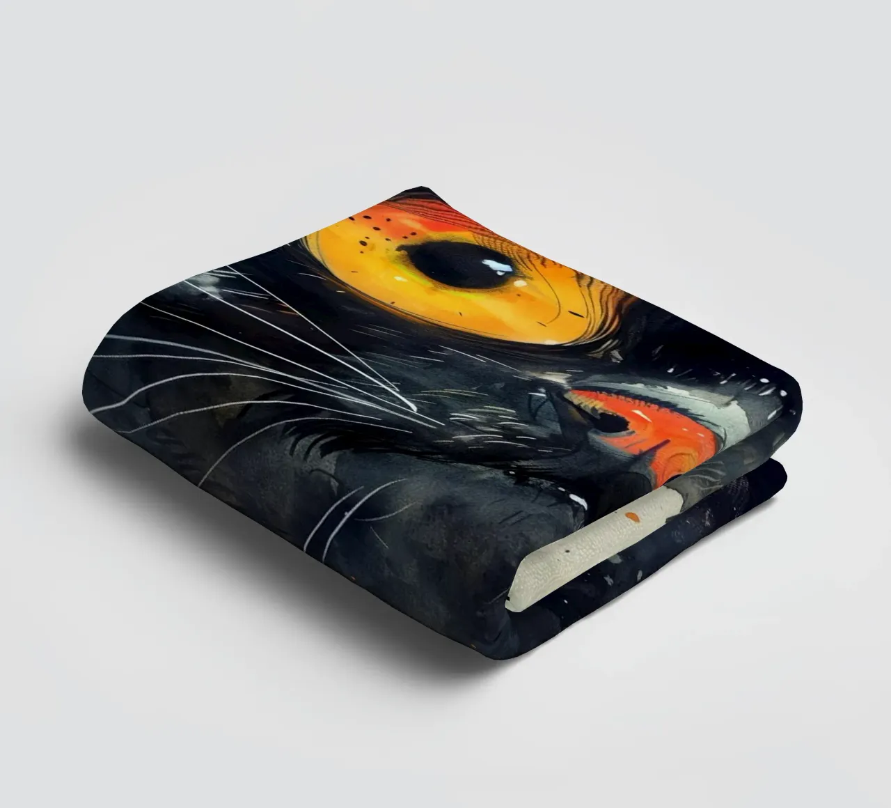 Black cat towel by Justyna Jaszke JBJart