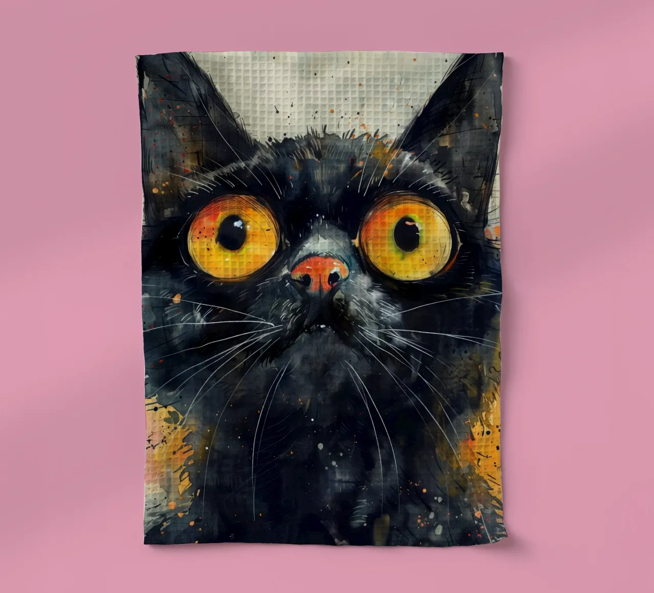 Gatto nero canovaccio da cucina da Justyna Jaszke JBJart