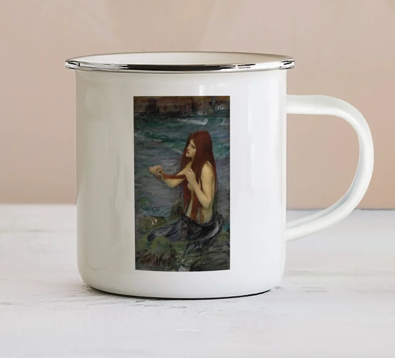 John William Waterhouse - Una sirena (schizzo) tazza in smalto da Timeless Artworks