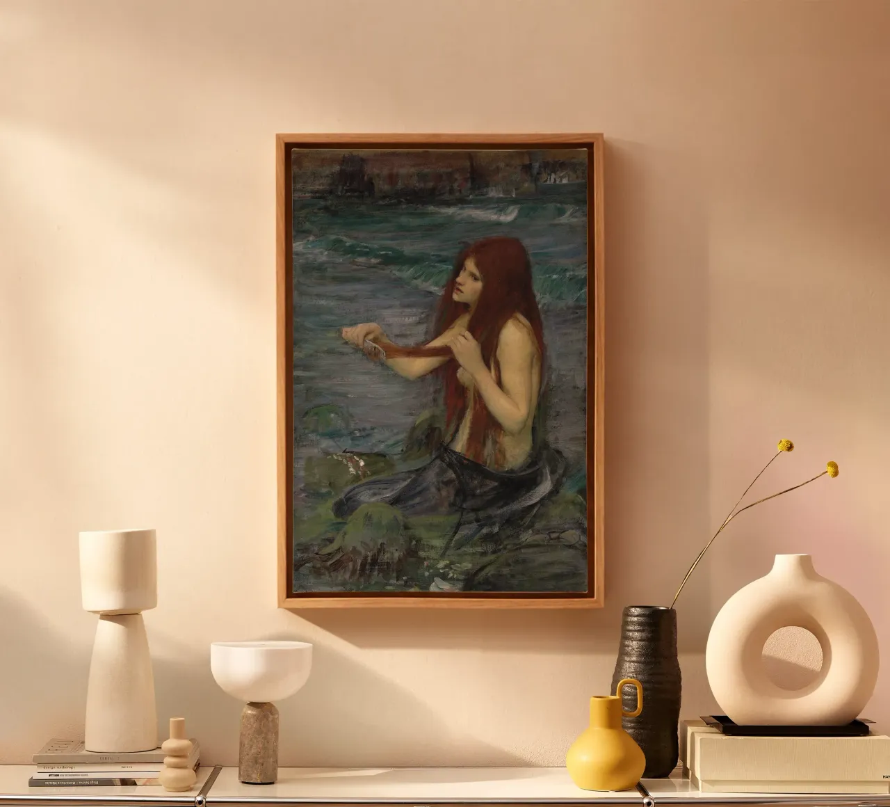 John William Waterhouse - Een zeemeermin (schets) canvas met Baklijst van Timeless Artworks
