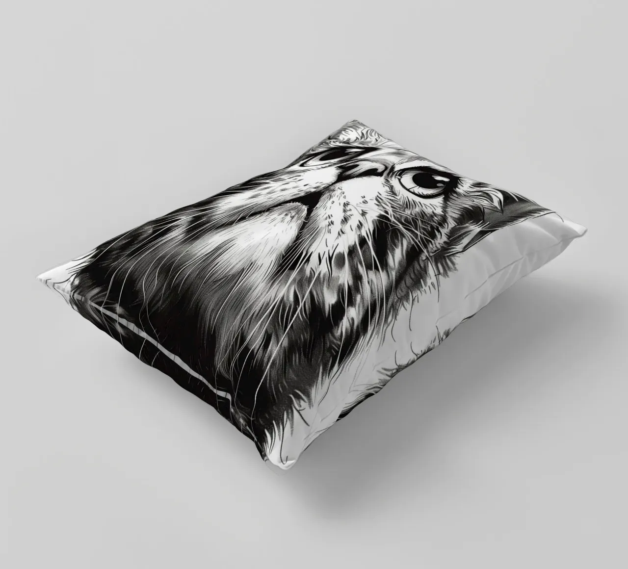 Black and white cat decorative cushion by Justyna Jaszke JBJart