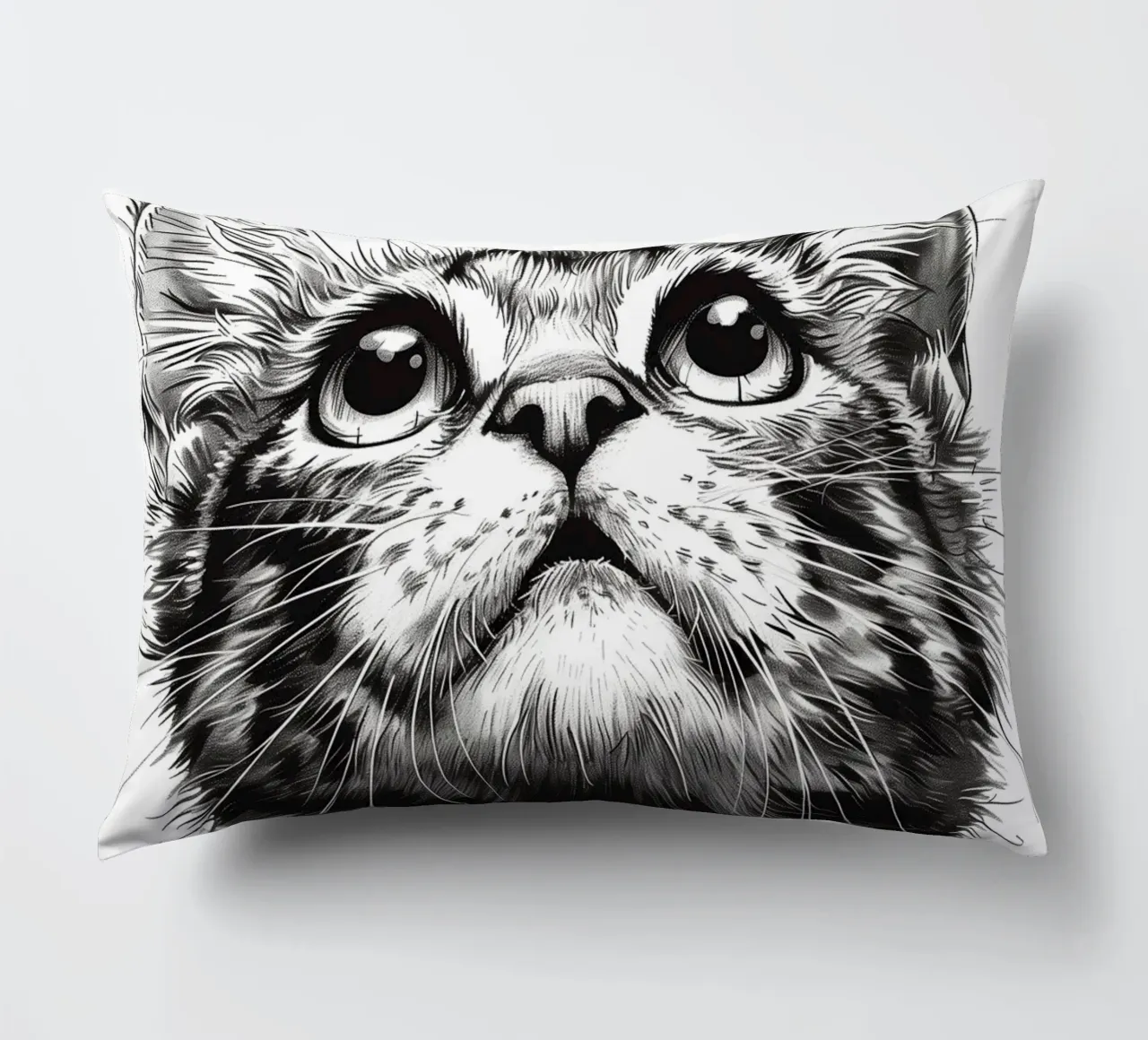 Black and white cat decorative cushion by Justyna Jaszke JBJart