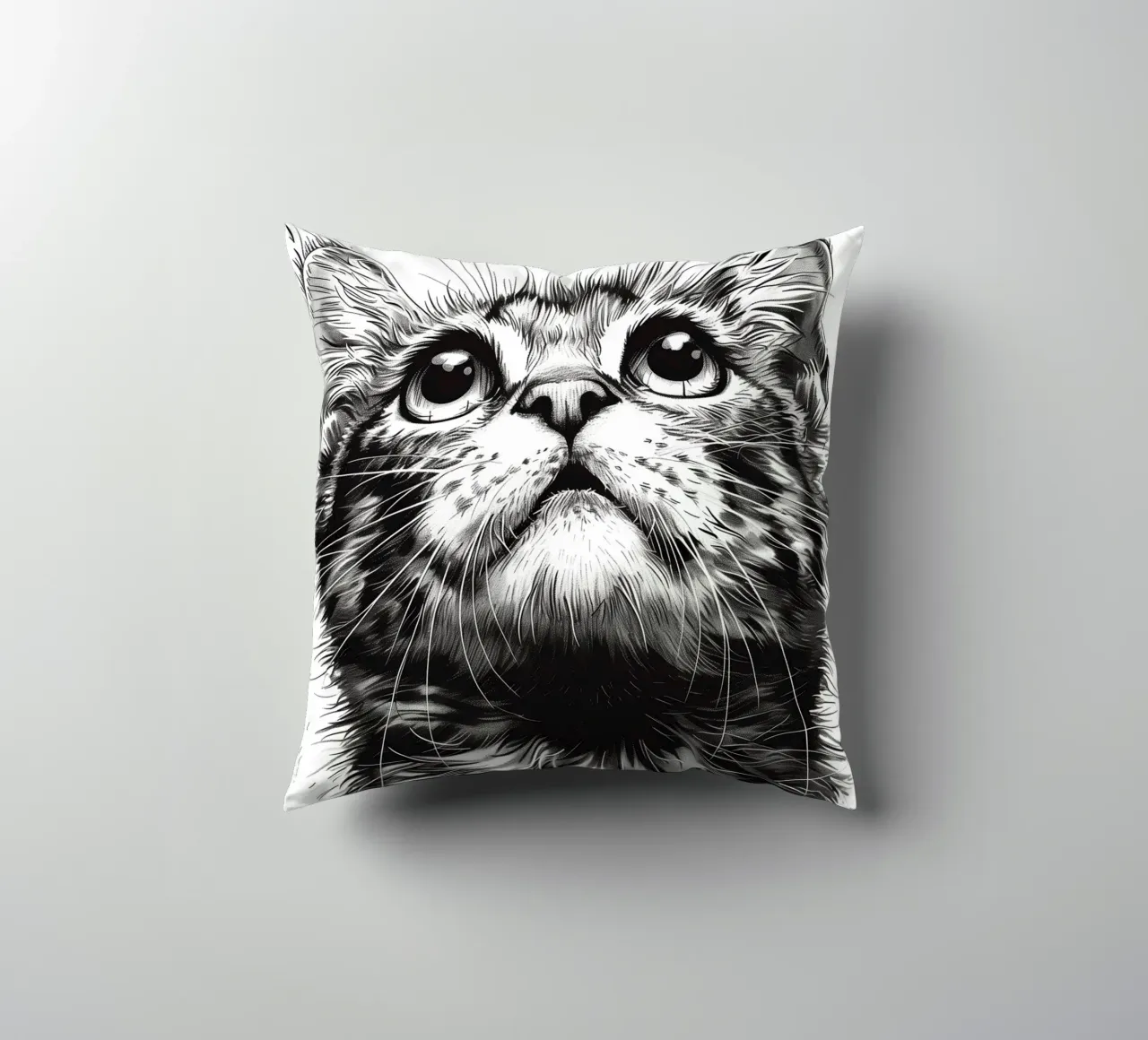 Black and white cat decorative cushion by Justyna Jaszke JBJart