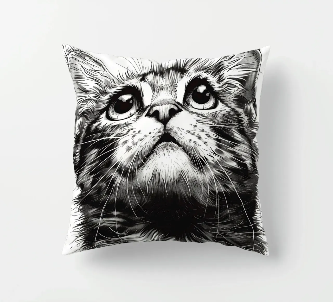 Black and white cat decorative cushion by Justyna Jaszke JBJart
