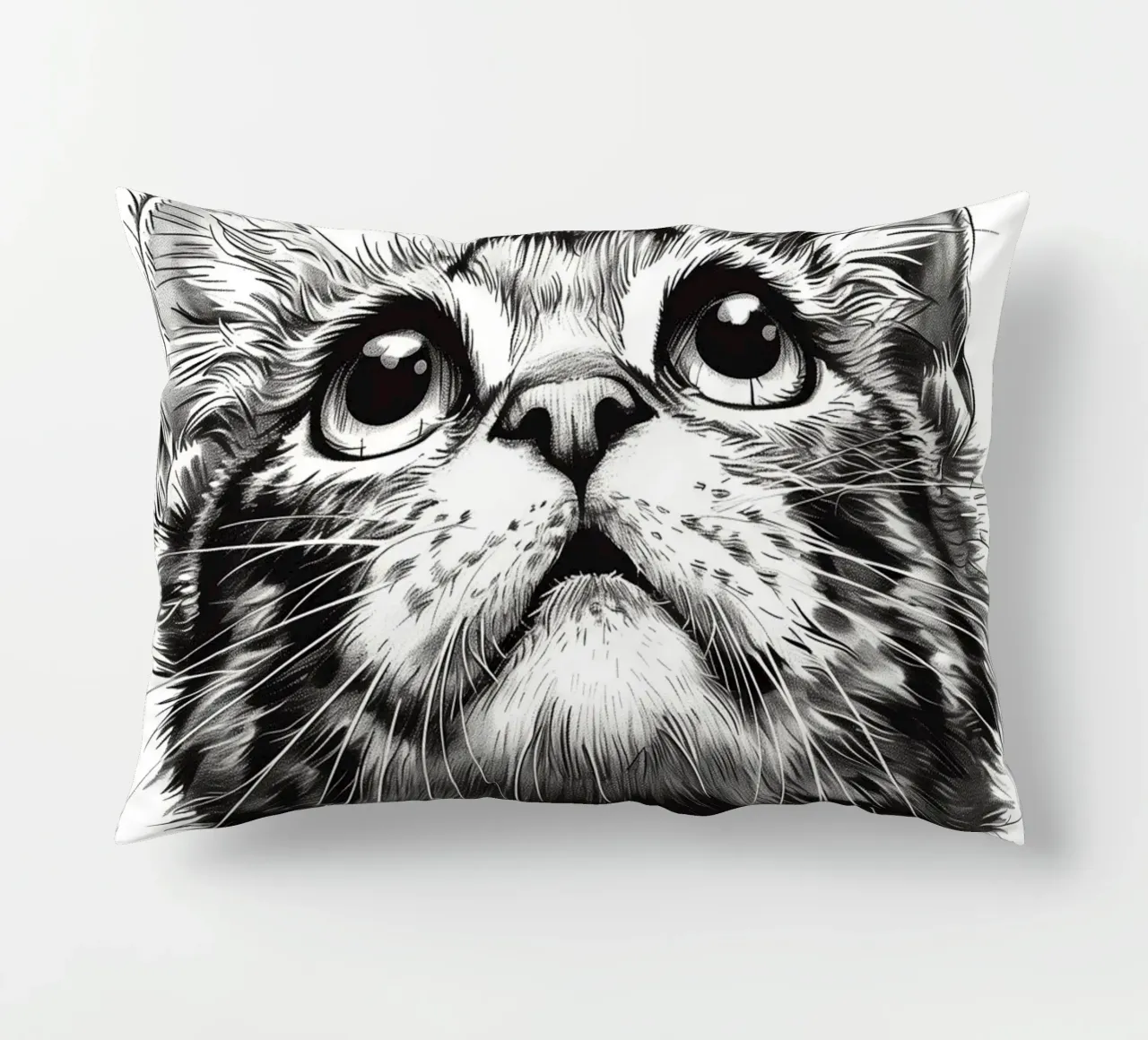 Black and white cat decorative cushion by Justyna Jaszke JBJart