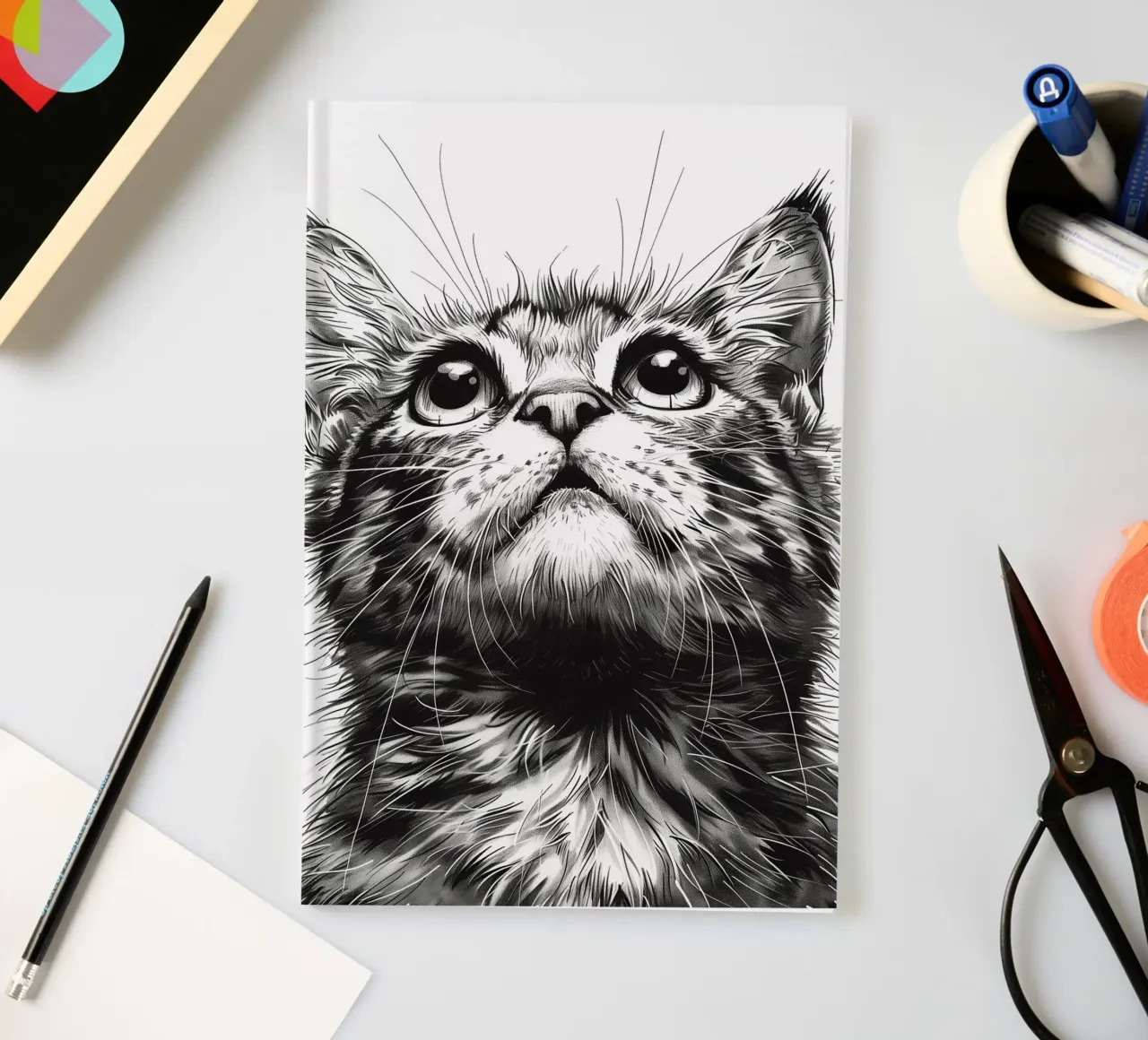Black and white cat notebook by Justyna Jaszke JBJart