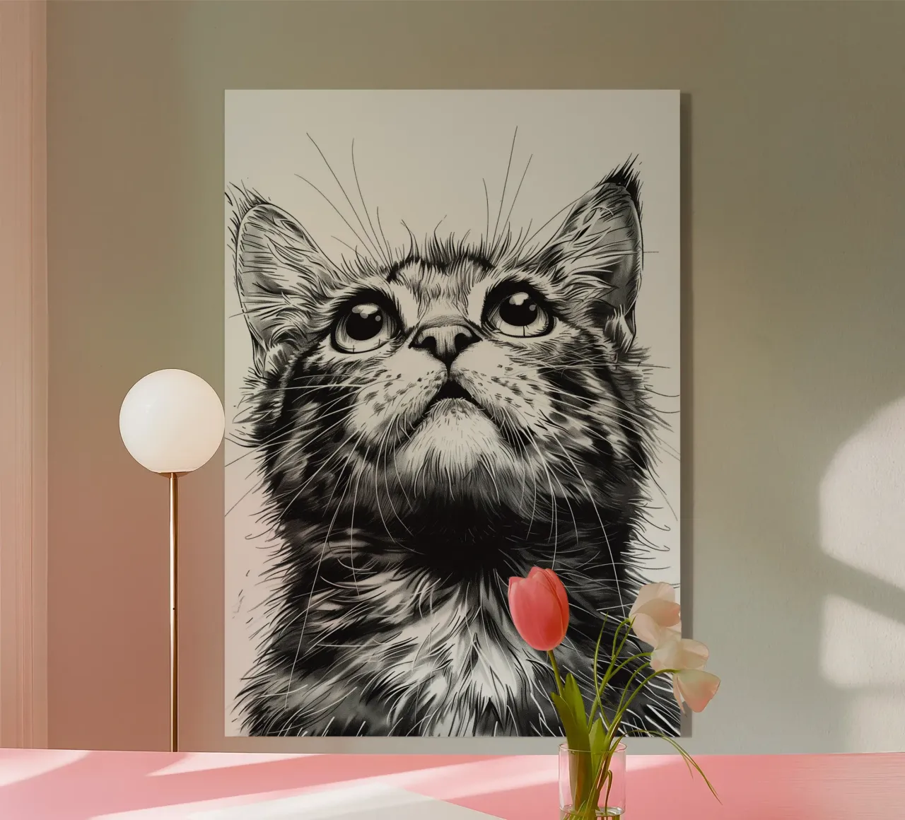 Black and white cat acrylic glass by Justyna Jaszke JBJart