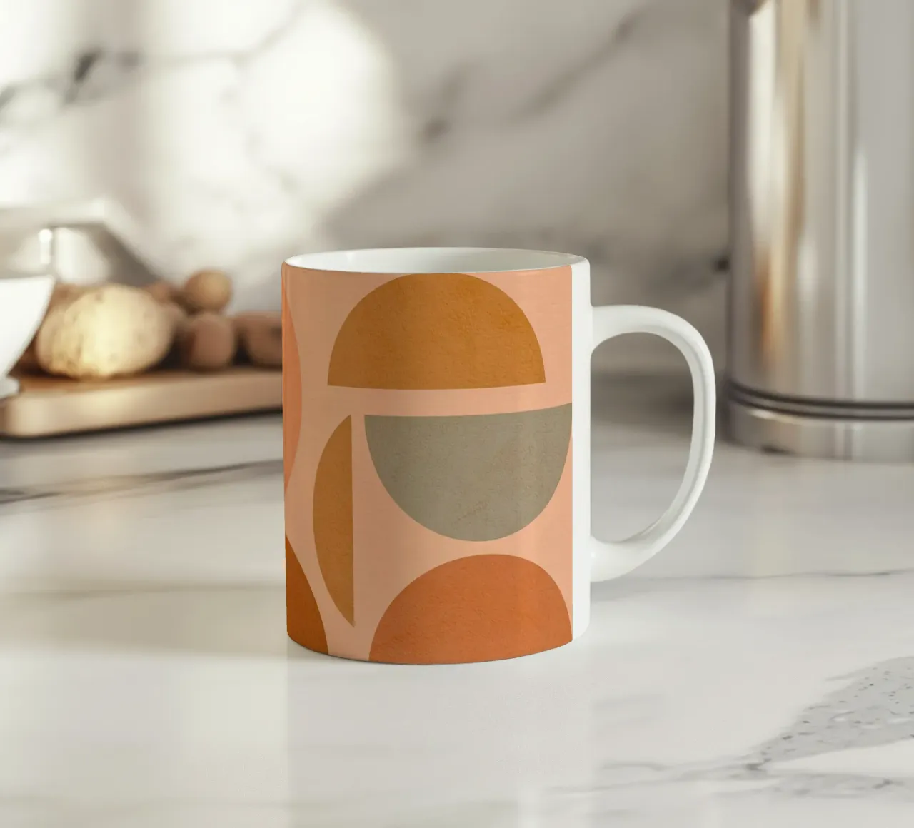 Boho Geometrisch Zon & Maan Spel - Aardse Pastels keramische mok van Dominique Vari Abstract