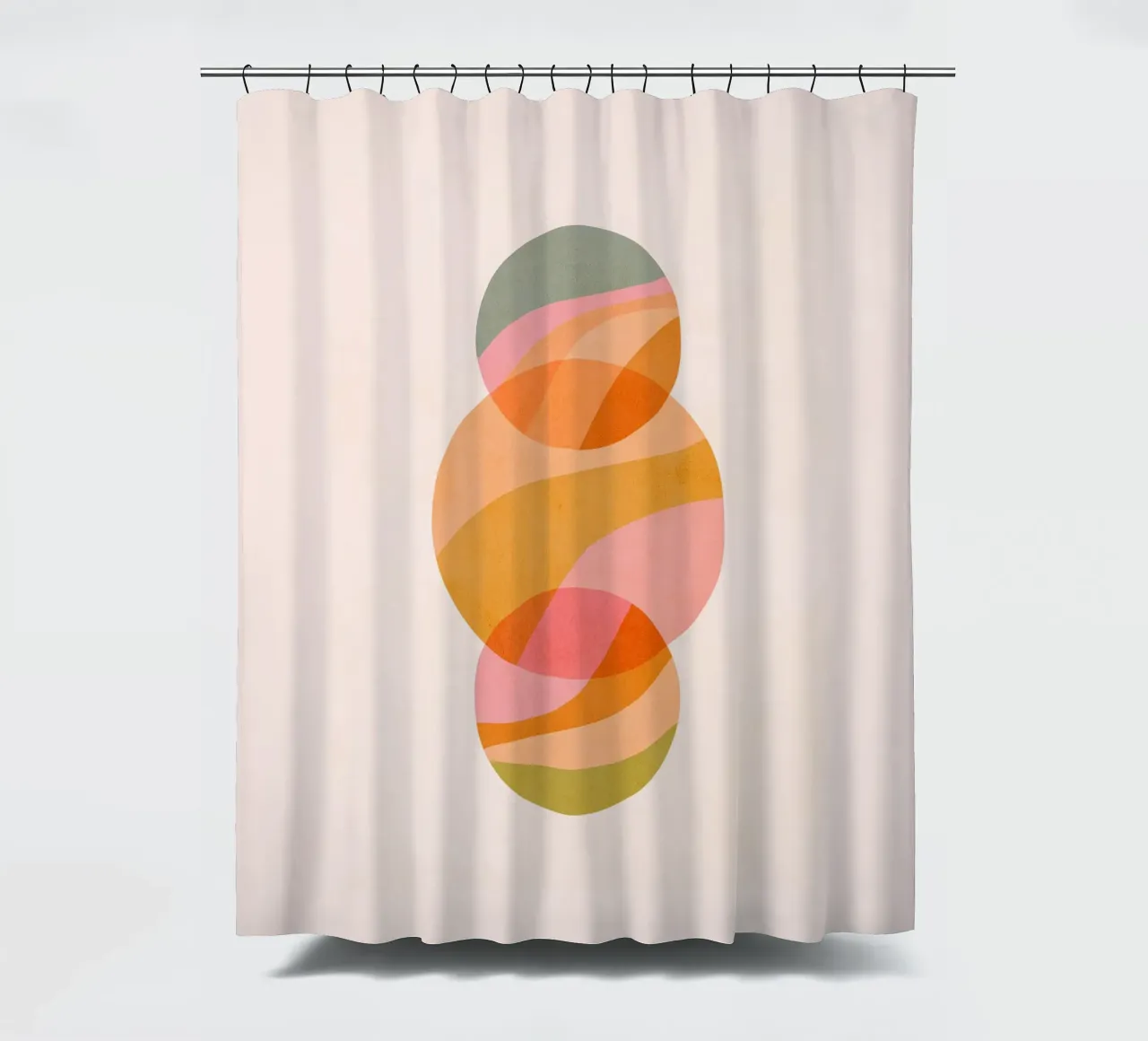Minimal Abstract Planet Trio • Earthy Pastels shower curtain by Dominique Vari Abstract