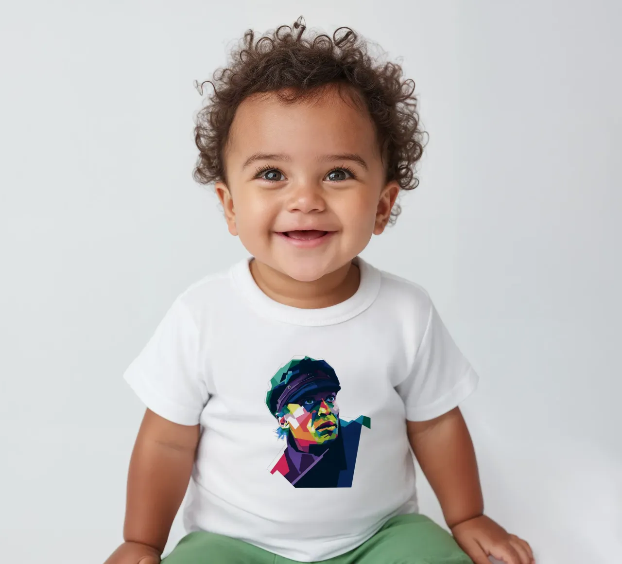 Miles Davis in WPAP-stijl baby t-shirt van Alkahfsmart