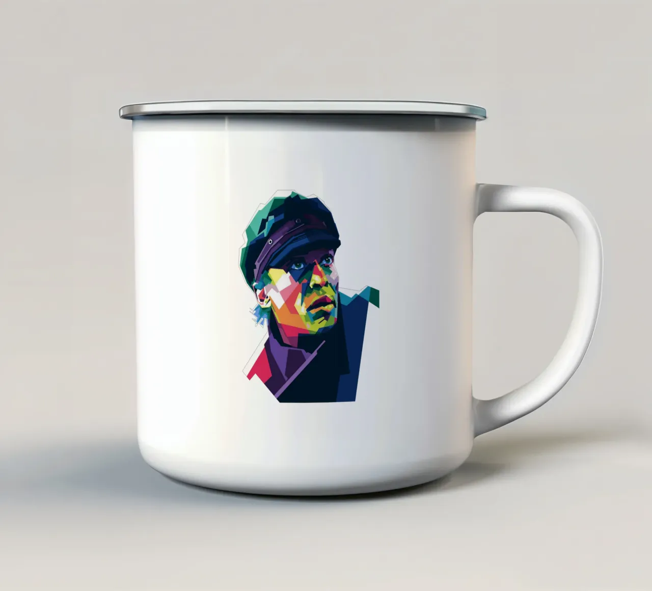 Miles Davis in WPAP-stijl emaille mok van Alkahfsmart