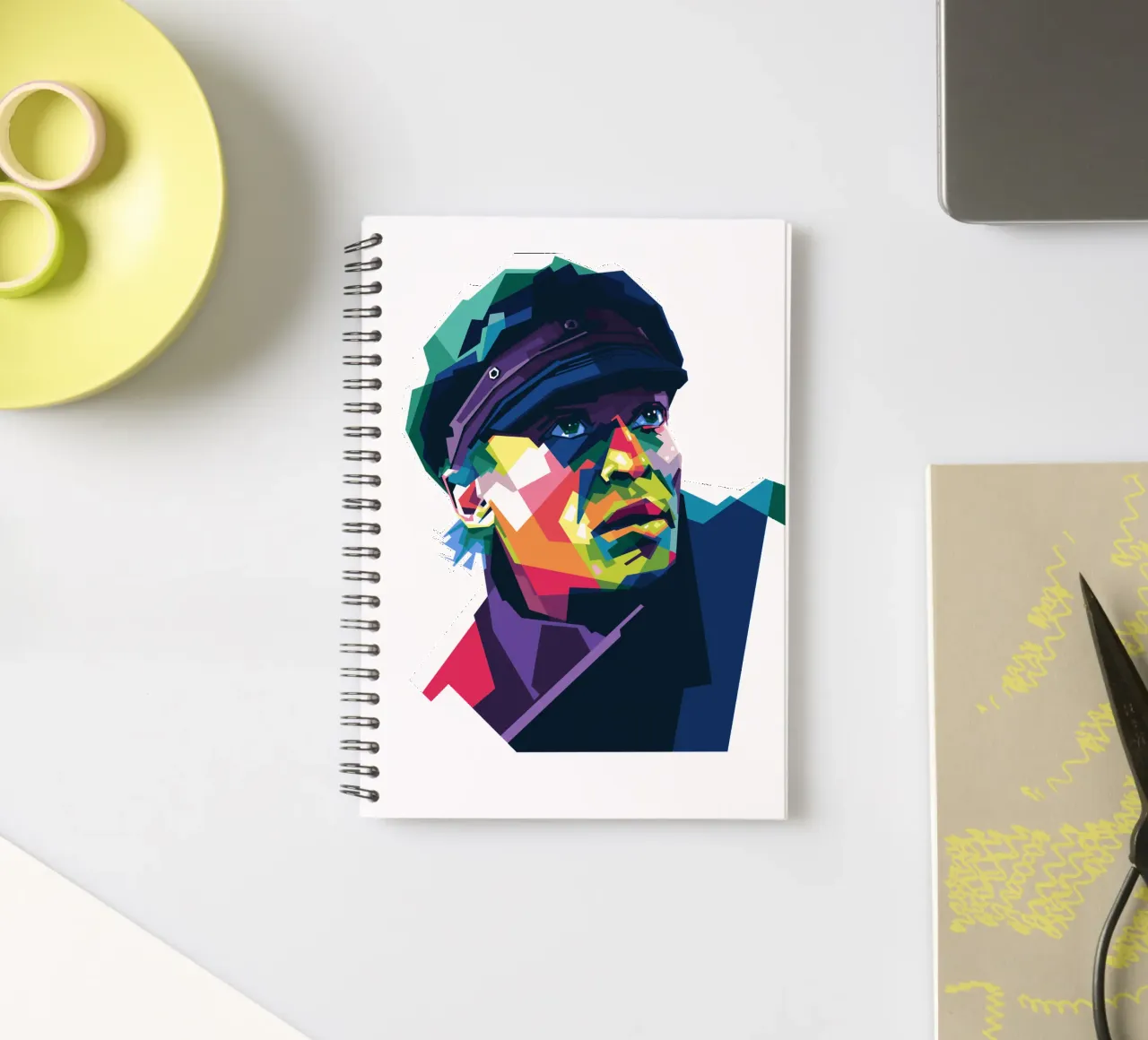 Miles Davis in WPAP style spiral notebook by Alkahfsmart