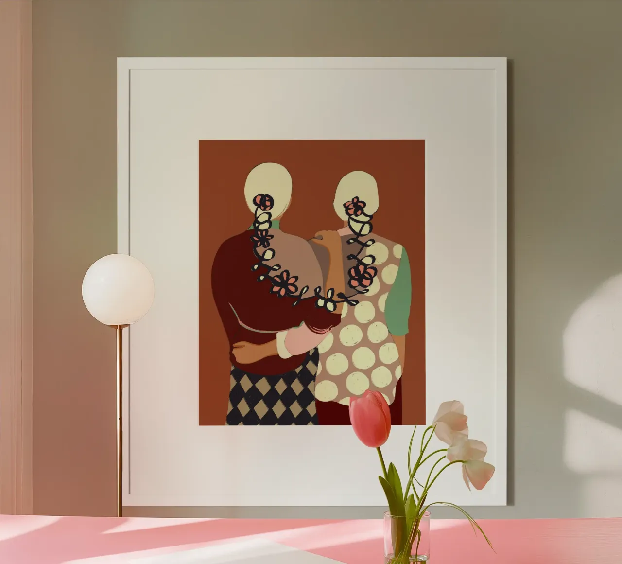 Il legame, l'amicizia delle donne, l'amore per la cultura della terracotta insieme poster con telaio in plastica da 83oranges