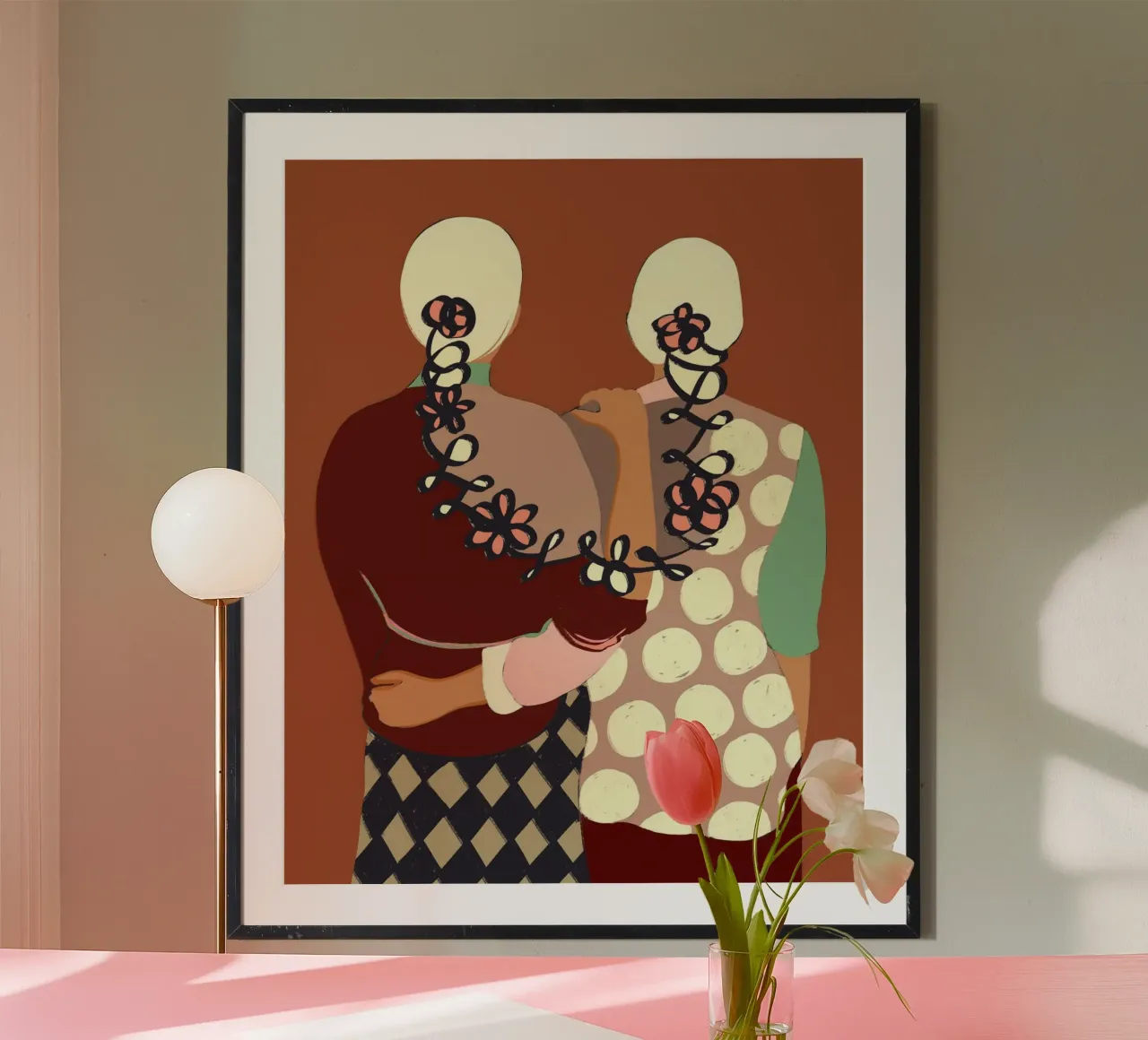 Il legame, l'amicizia delle donne, l'amore per la cultura della terracotta insieme poster con telaio in plastica da 83oranges