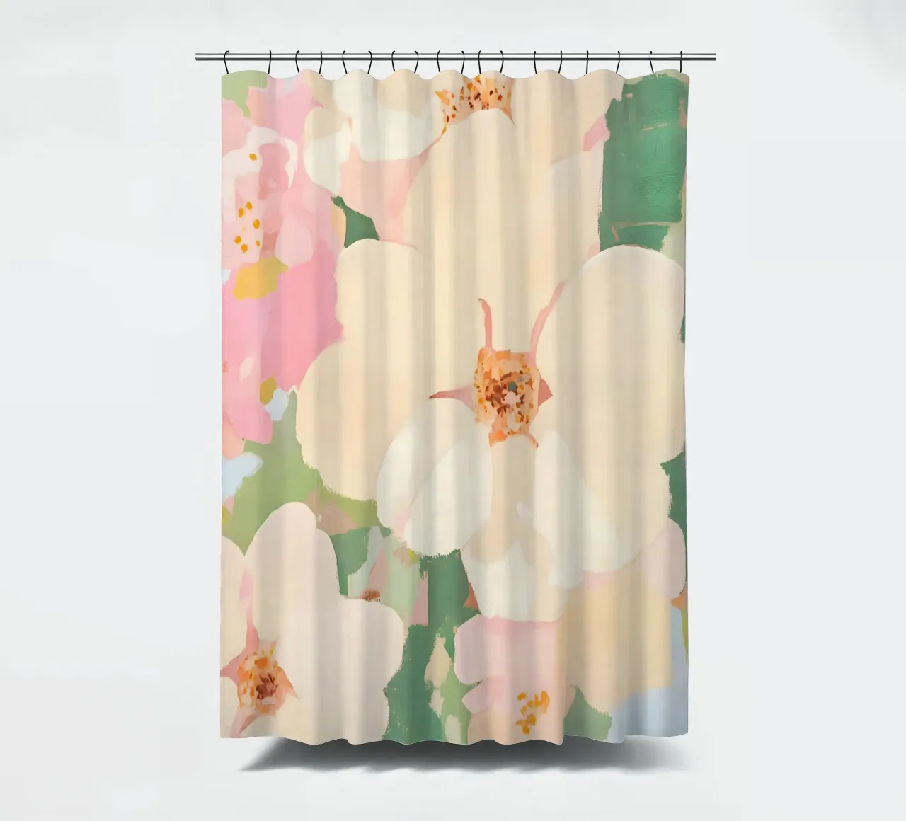 Il fiore più tenero, dipinto floreale botanico a pastello tenda da doccia da 83oranges
