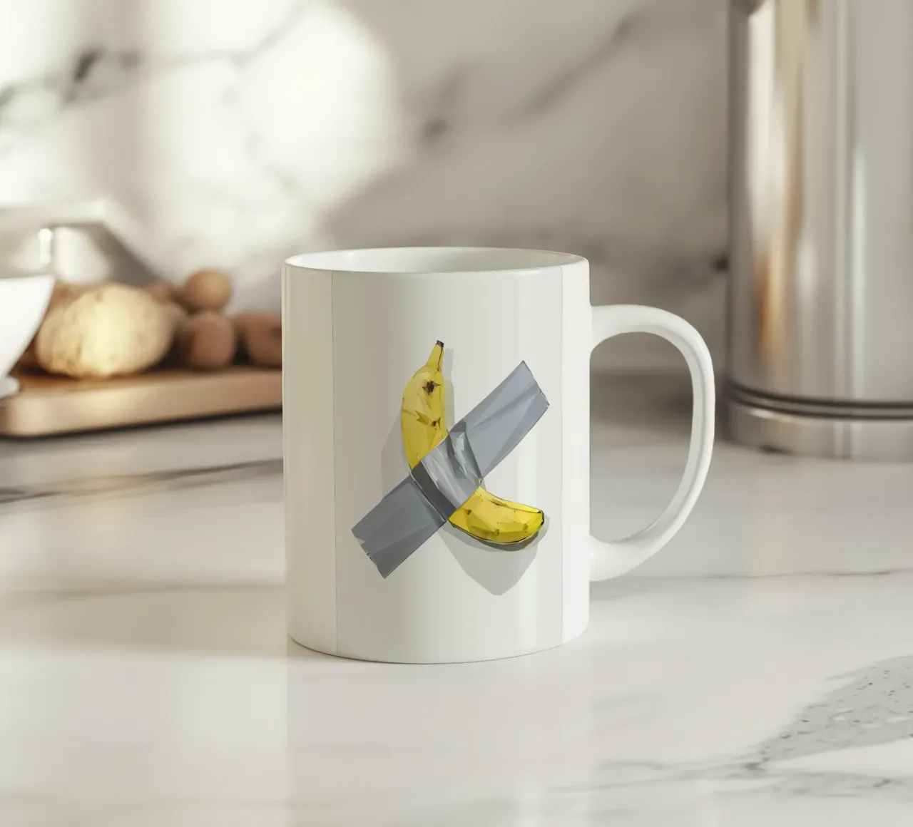 Banana on the wall tazza in ceramica da Low poly art