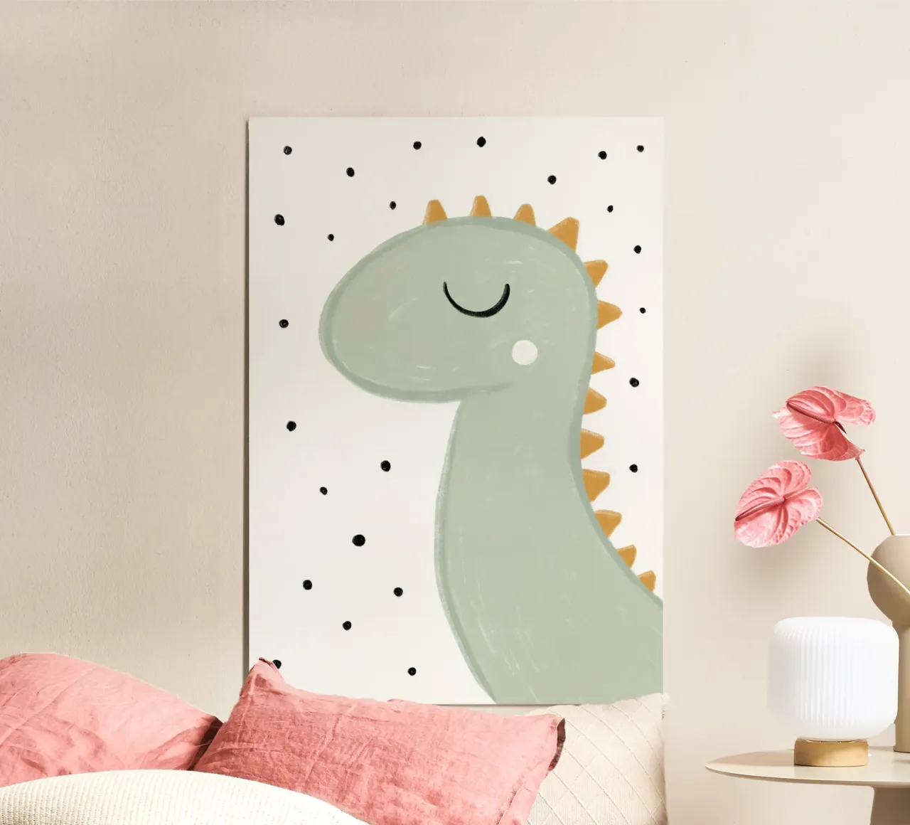 Dinosaurier mit Punkten poster con telaio in plastica da BAINAI KIDS