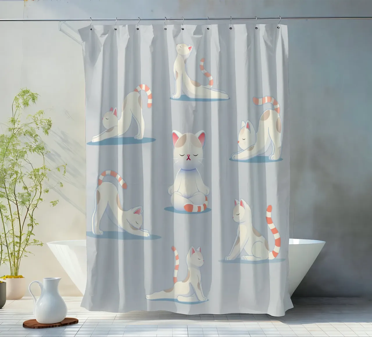 Cat in yoga poses - relaxation & mindfulness shower curtain by namosh