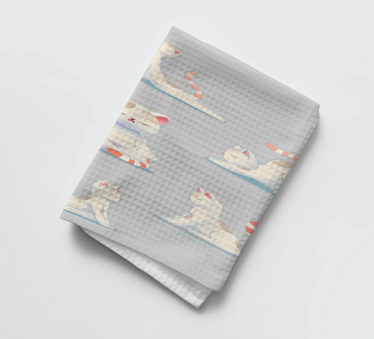 Cat in yoga poses - relaxation & mindfulness tea towel by namosh