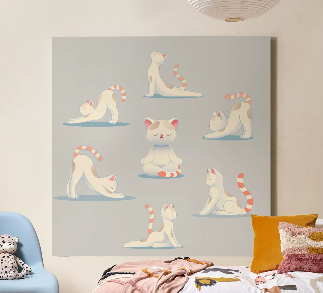 Kat in yogahoudingen - ontspanning & mindfulness canvas met Baklijst van namosh