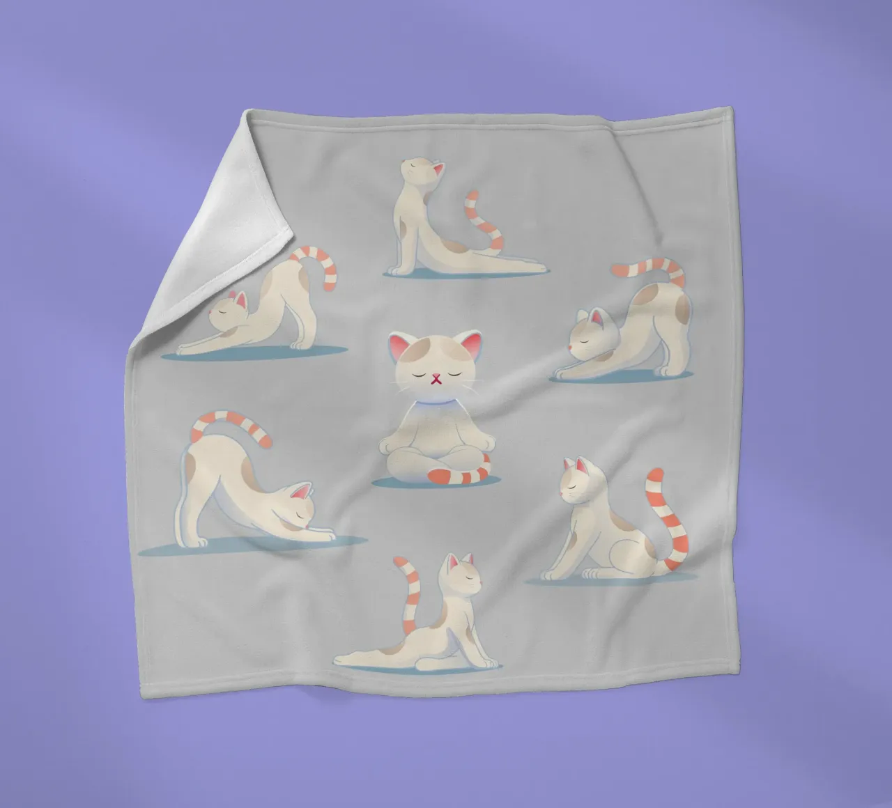 Cat in yoga poses - relaxation & mindfulness fleece blanket by namosh