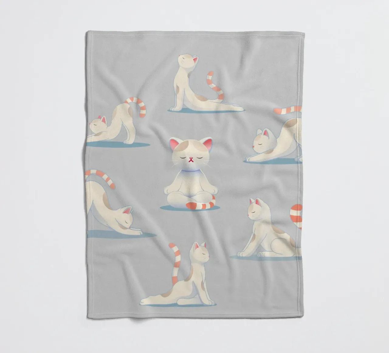 Cat in yoga poses - relaxation & mindfulness fleece blanket by namosh