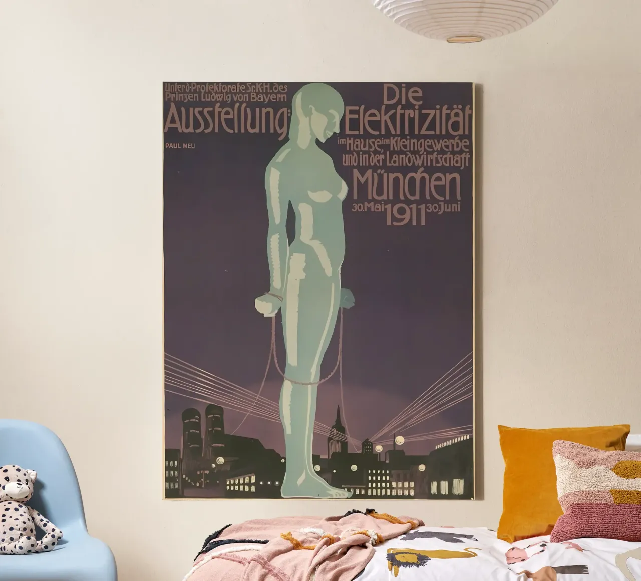 Mostra Die Elektrizitat Munchen 1911 tela con Cornice a cassetta da bonglantrungmuoi