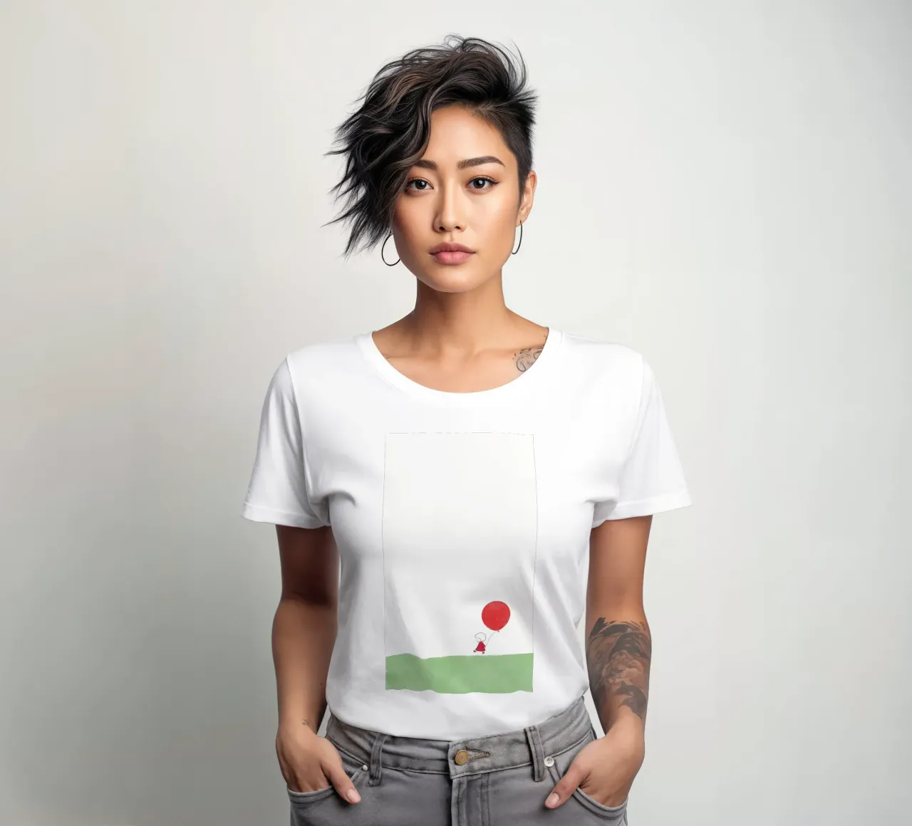 ballon rood dames t-shirt getailleerd van bonglantrungmuoi