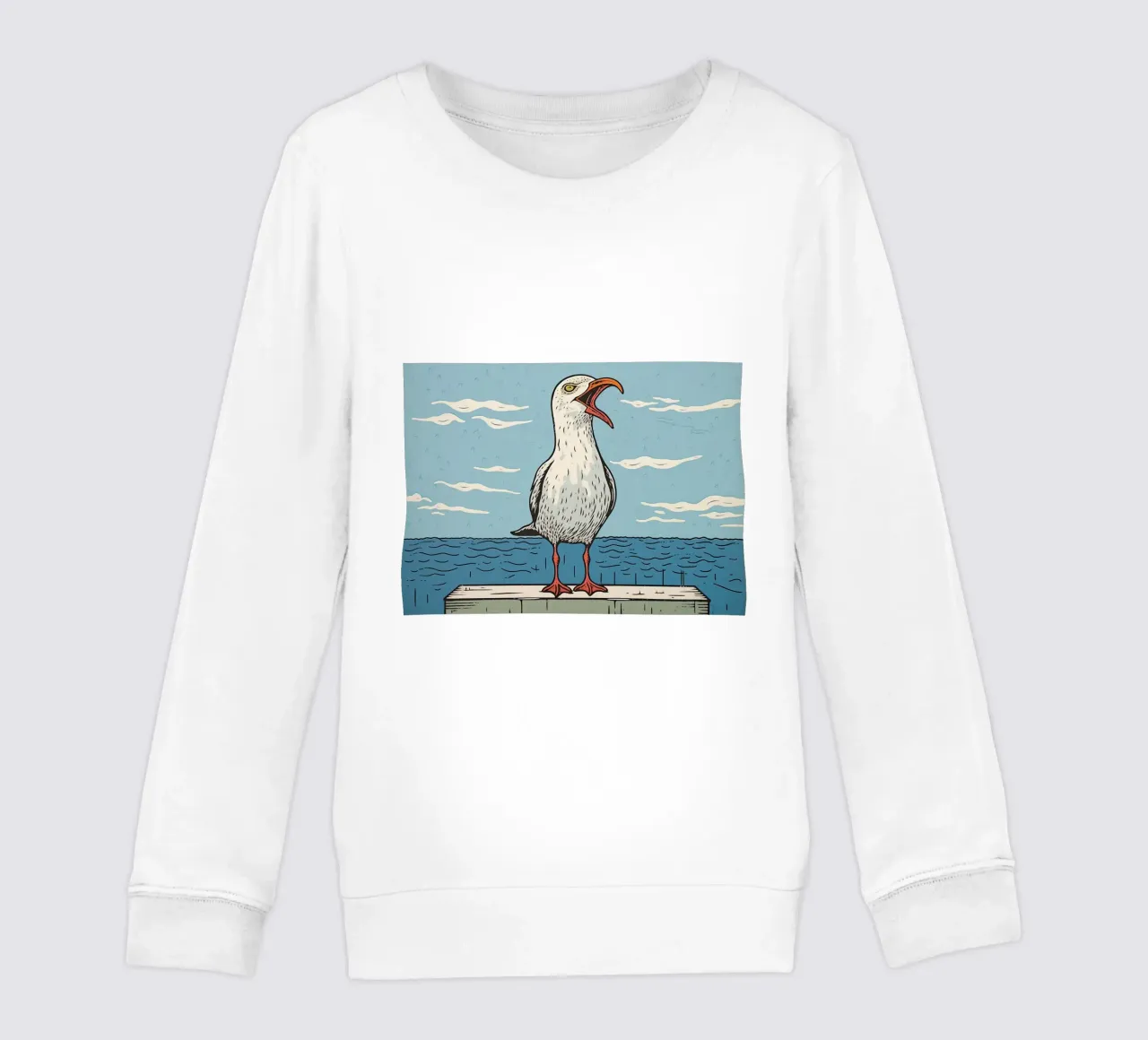 Gaviota defendida | Gráfico digital xilográfico sudadera para niño de Autofocus