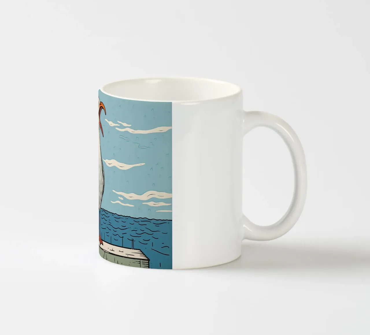 Gabbiano defedato | Grafica digitale tipo xilografia tazza in ceramica da Autofocus