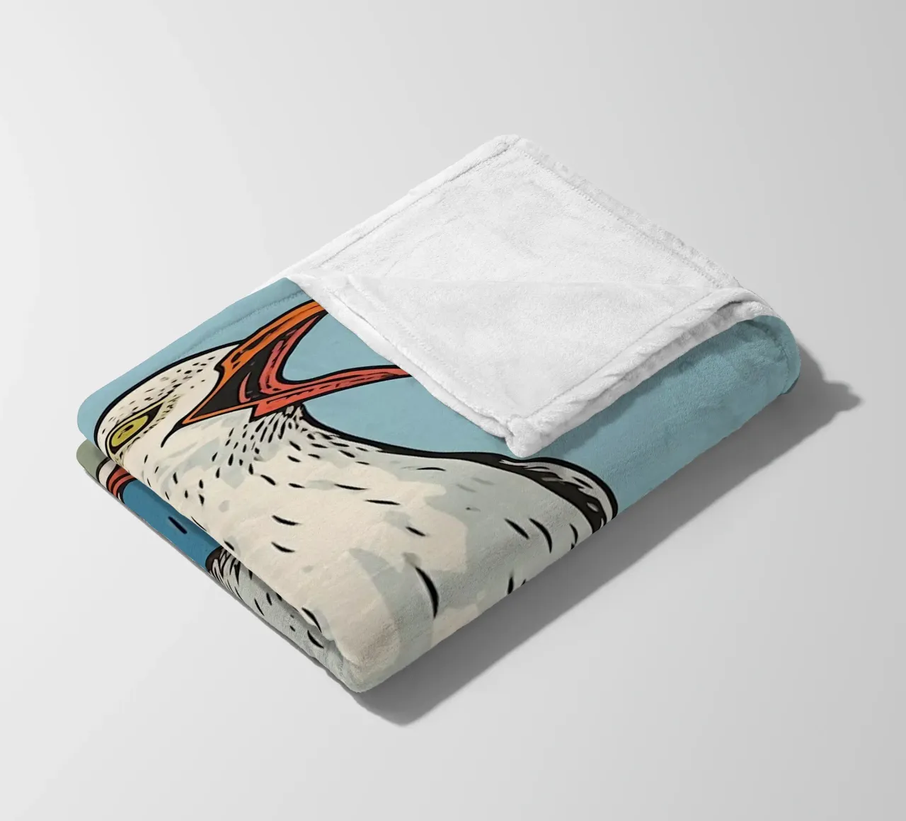 Gabbiano defedato | Grafica digitale tipo xilografia coperta in pile da Autofocus