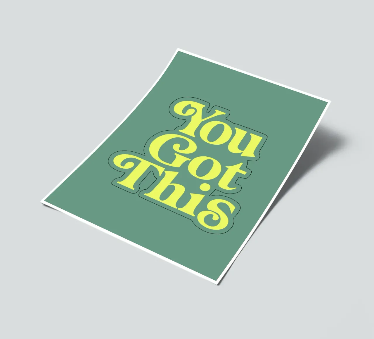 Citation de motivation en jaune et vert planche autocollant de THE MOTIVATED TYPE