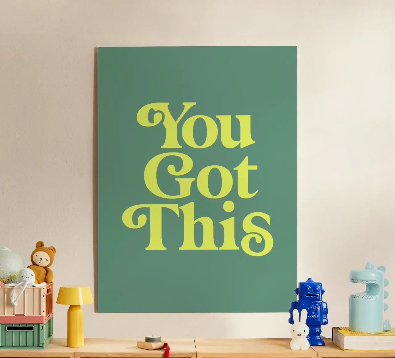 Citation de motivation en jaune et vert plexiglas de THE MOTIVATED TYPE