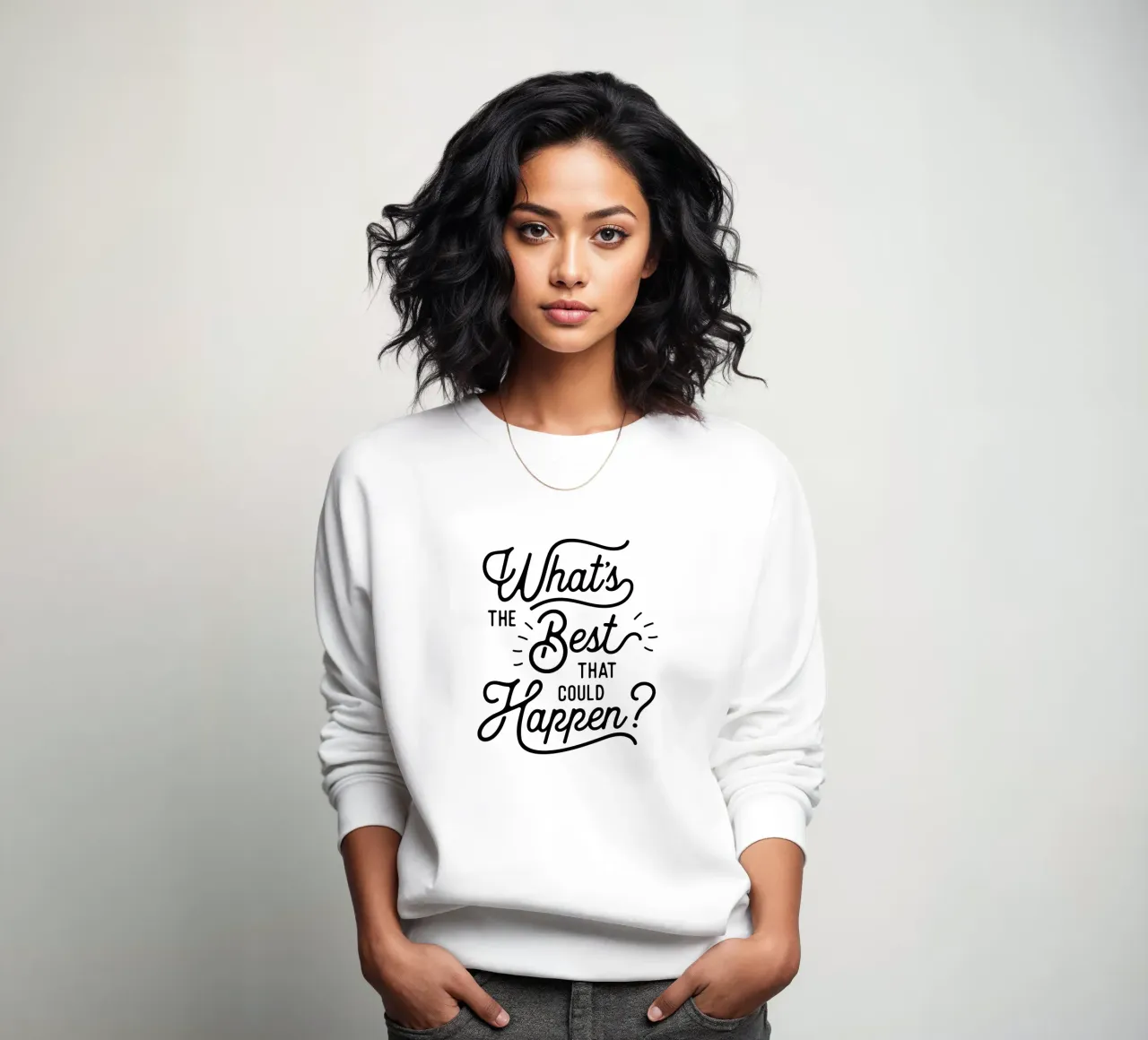 Citation optimiste sur ce qui pourrait arriver de mieux en noir sweat de THE MOTIVATED TYPE