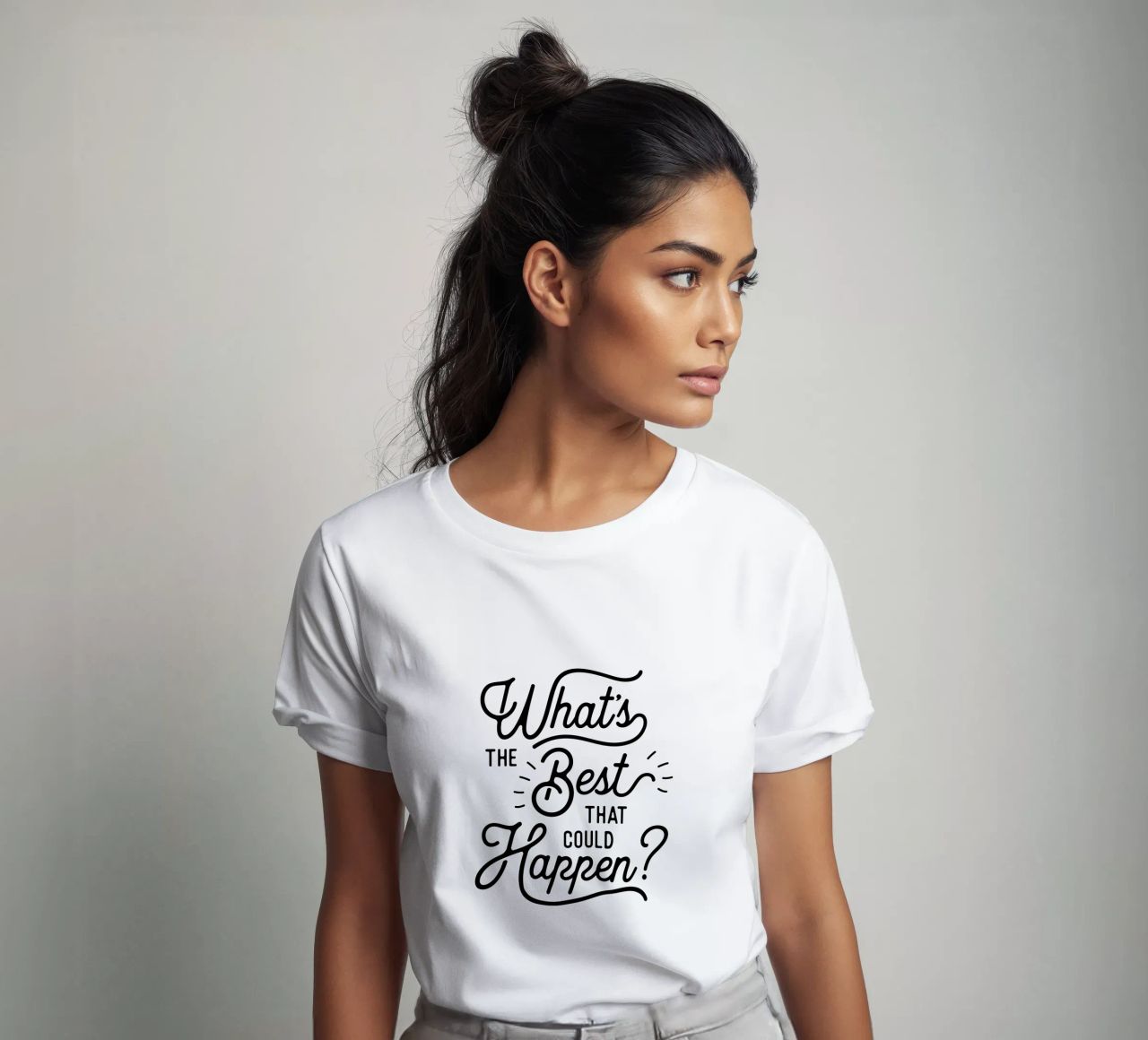 What's The Best That Could Happen Optimistic Zitat in Schwarz T-Shirt von THE MOTIVATED TYPE