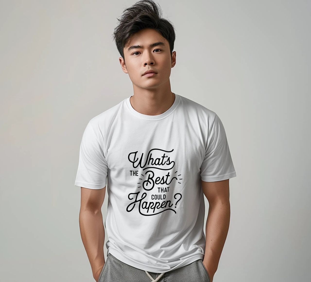 What's The Best That Could Happen Optimistic Zitat in Schwarz T-Shirt von THE MOTIVATED TYPE