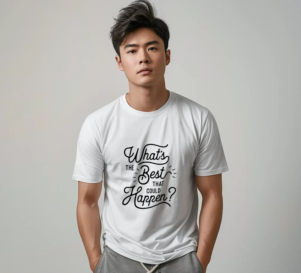 Citation optimiste sur ce qui pourrait arriver de mieux en noir t-shirt de THE MOTIVATED TYPE