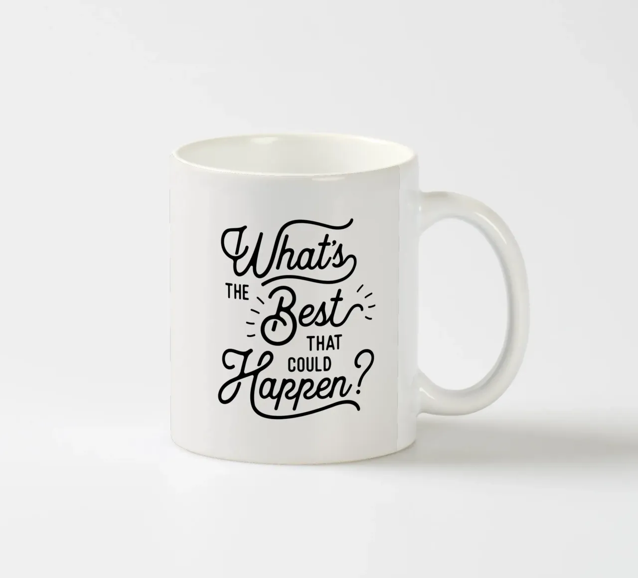 Citation optimiste sur ce qui pourrait arriver de mieux en noir mug en céramique de THE MOTIVATED TYPE