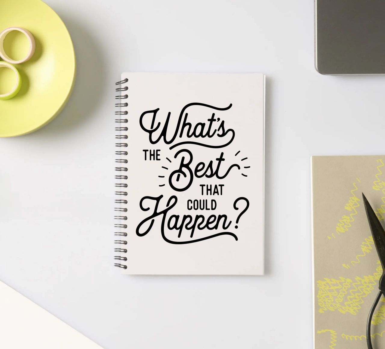 What's The Best That Could Happen Optimistic Zitat in Schwarz Ringbuch von THE MOTIVATED TYPE