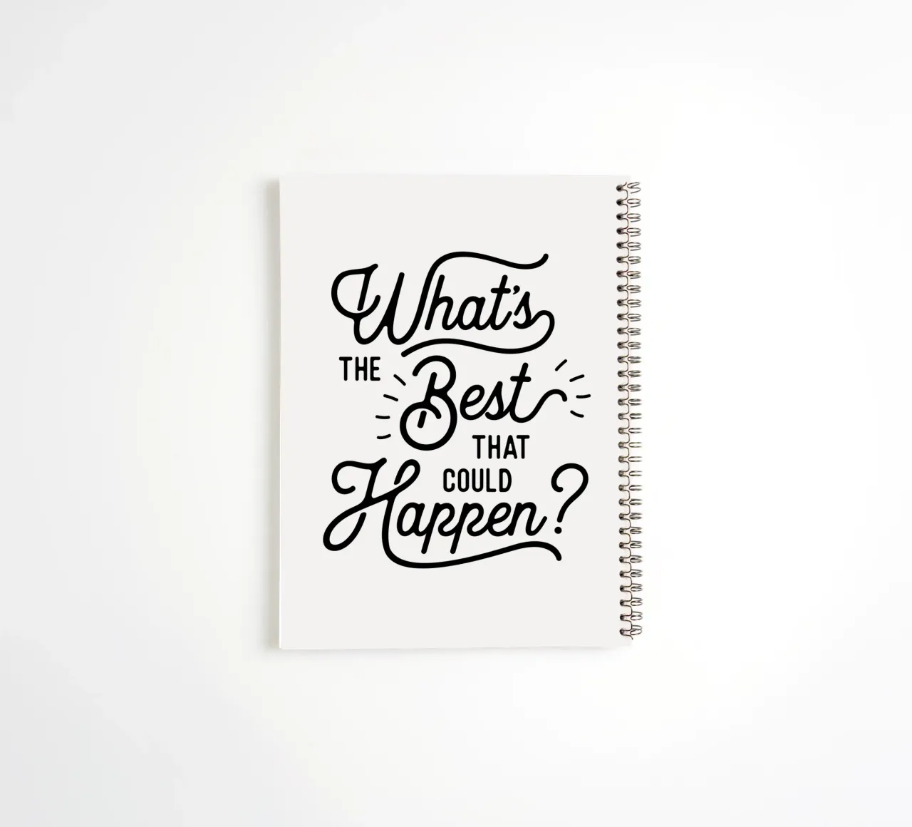 What's The Best That Could Happen Optimistisch Citaat in Zwart notitieboek met spiraal van THE MOTIVATED TYPE