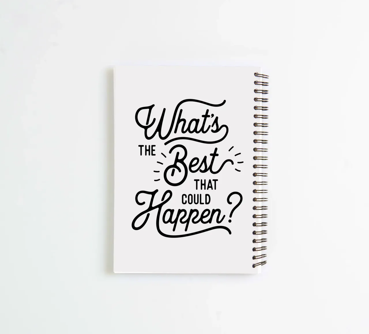 What's The Best That Could Happen Optimistisch Citaat in Zwart notitieboek met spiraal van THE MOTIVATED TYPE