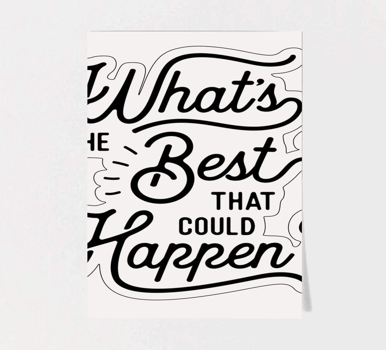 What's The Best That Could Happen Optimistic Zitat in Schwarz Stickerbogen von THE MOTIVATED TYPE