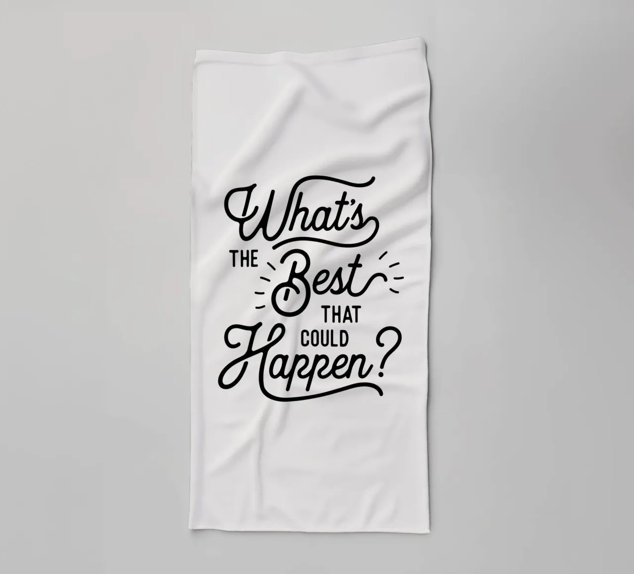 What's The Best That Could Happen Optimistisch Citaat in Zwart badhanddoek van THE MOTIVATED TYPE