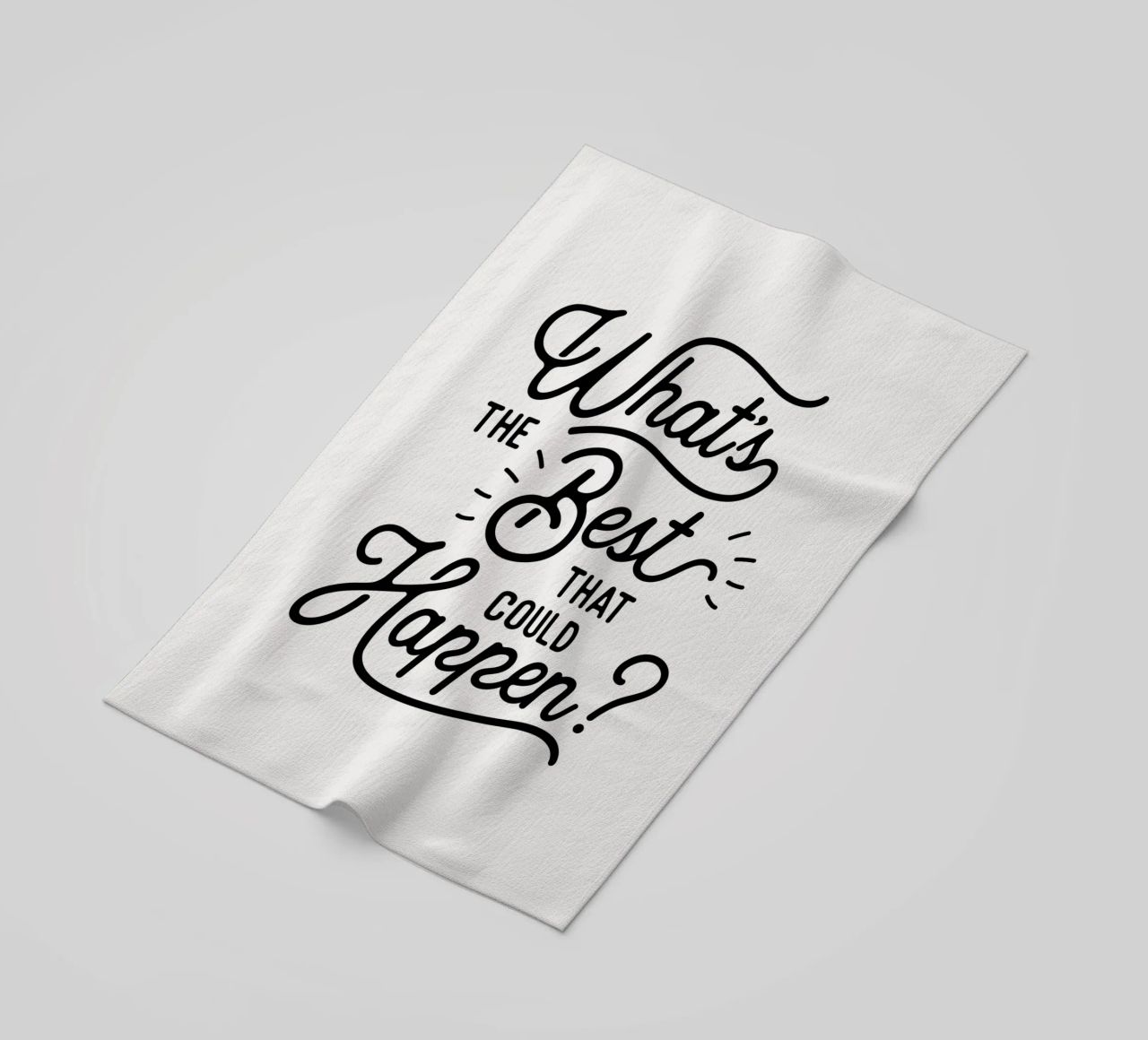 What's The Best That Could Happen Optimistic Zitat in Schwarz Strandtuch von THE MOTIVATED TYPE