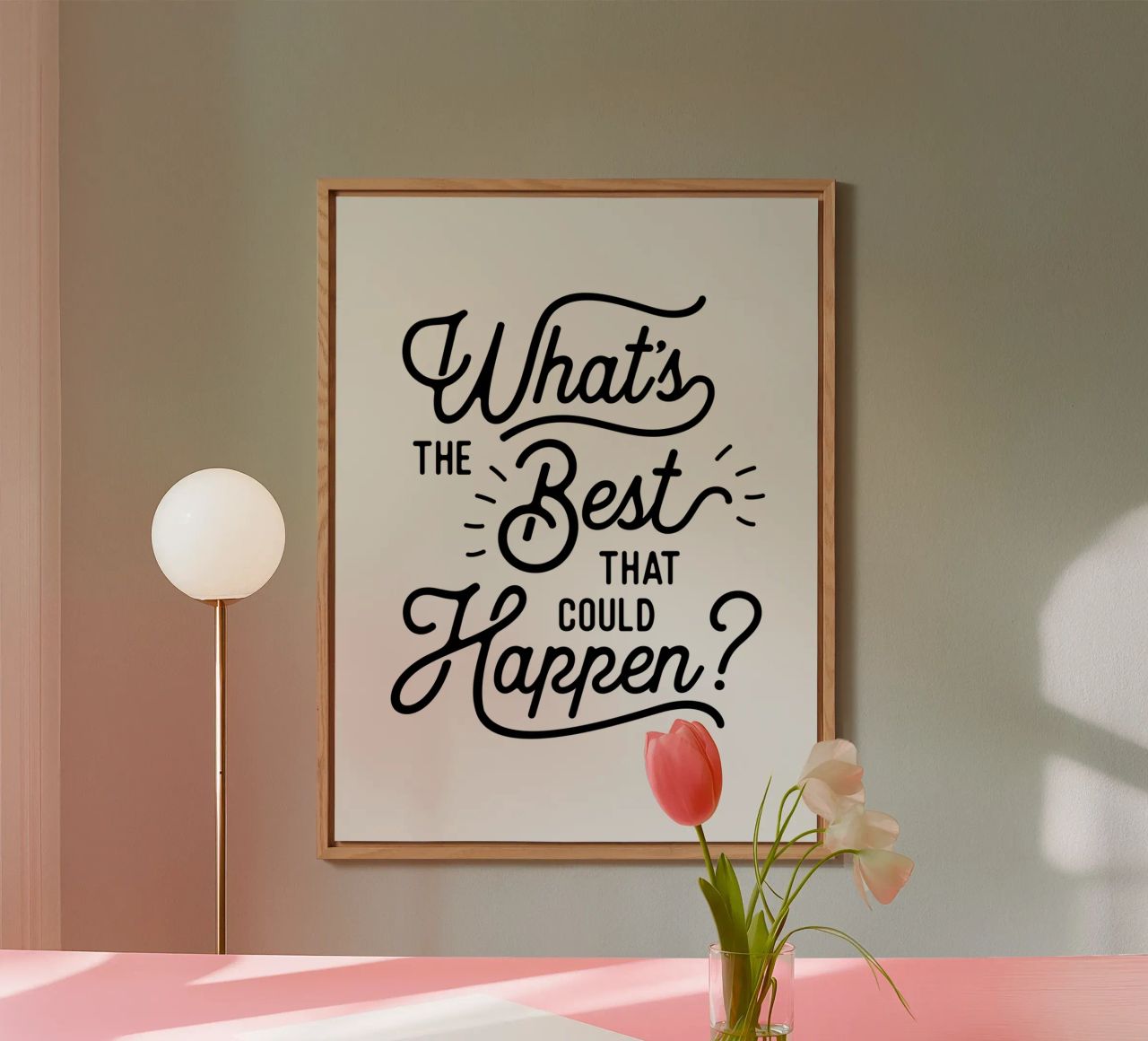 What's The Best That Could Happen Optimistic Zitat in Schwarz Alu-Dibond von THE MOTIVATED TYPE