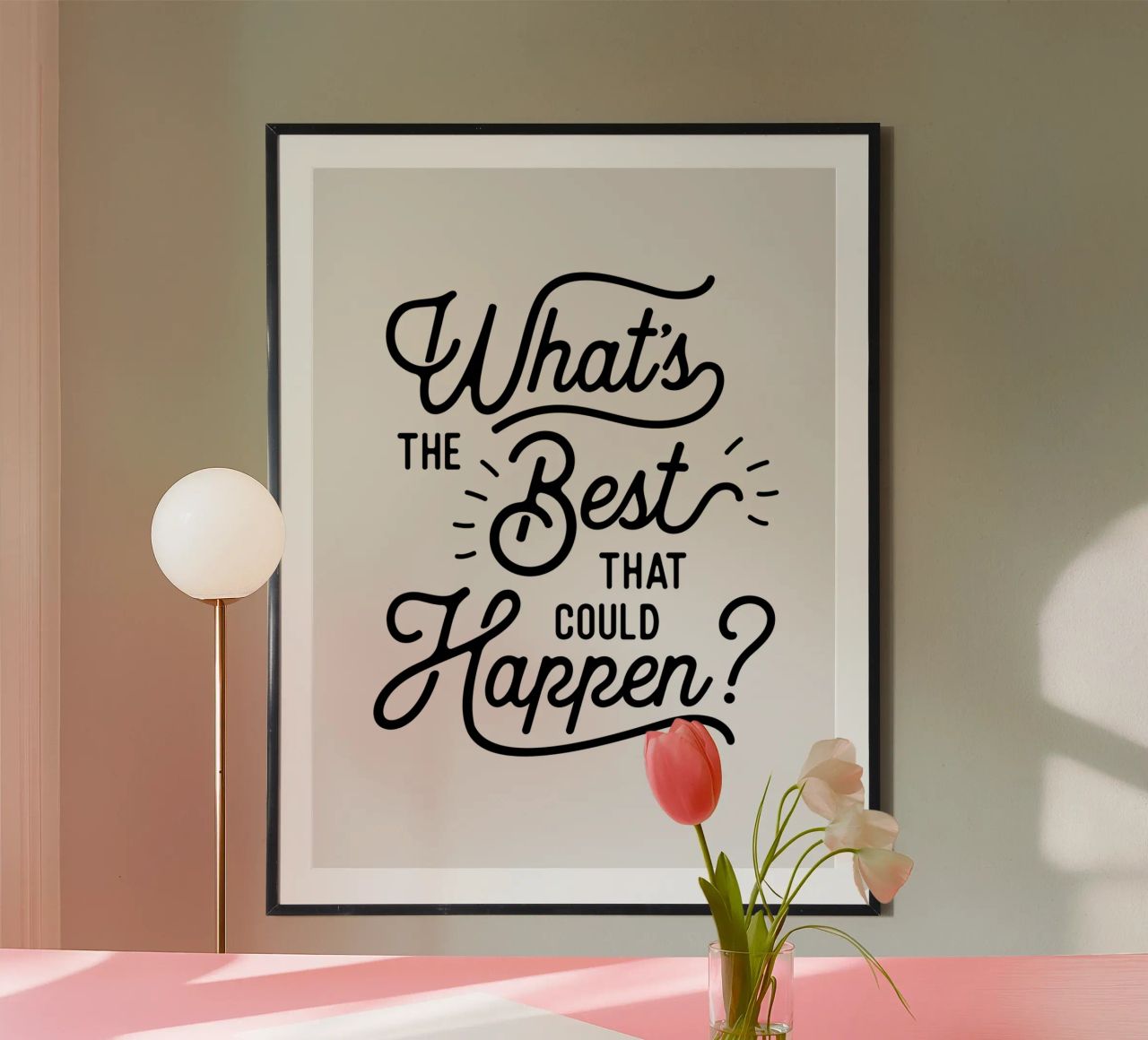 What's The Best That Could Happen Optimistic Zitat in Schwarz Hahnemühle von THE MOTIVATED TYPE