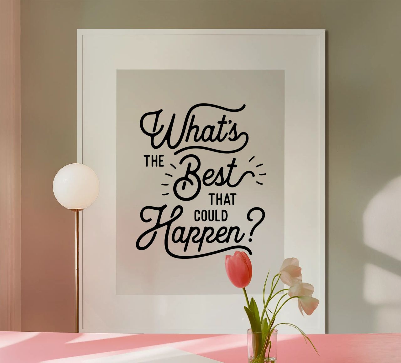 What's The Best That Could Happen Optimistic Zitat in Schwarz Hahnemühle von THE MOTIVATED TYPE